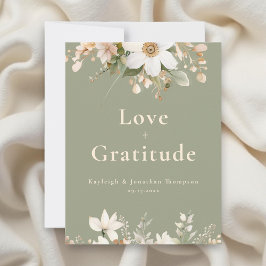 Grüne Hochzeit mit moderner Wasserfarbe Dankeskarte