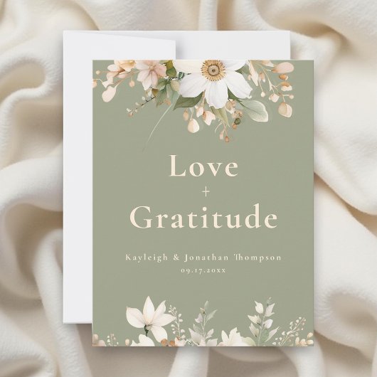 Grüne Hochzeit mit moderner Wasserfarbe Dankeskarte