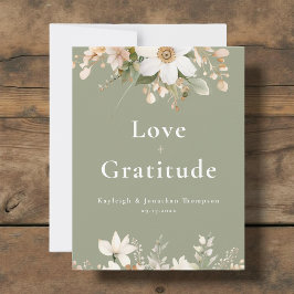 Grüne Hochzeit mit moderner Wasserfarbe Dankeskarte