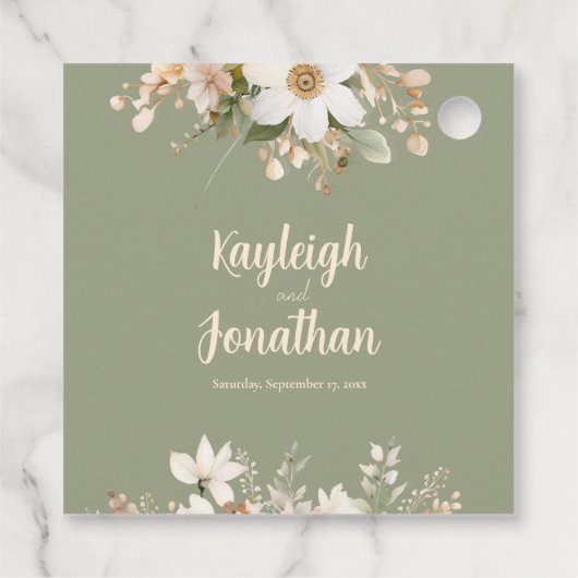 Grüne Hochzeit mit moderner Wasserfarbe Geschenkanhänger (Rückseite)