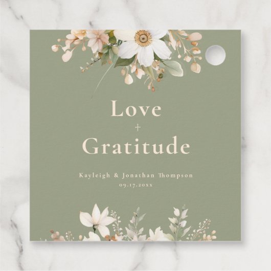 Grüne Hochzeit mit moderner Wasserfarbe Geschenkanhänger (Rückseite)