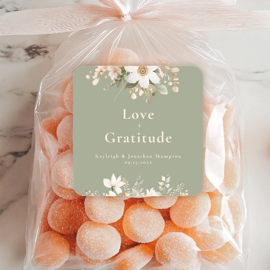 Grüne Hochzeit mit moderner Wasserfarbe Quadratischer Aufkleber