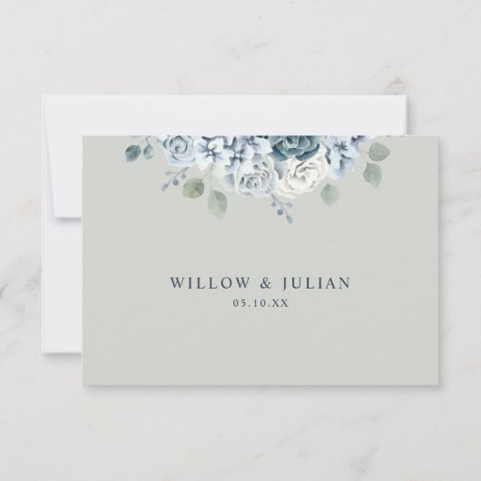Grüne Hochzeit mit moderner Wasserfarbe RSVP Karte (Rückseite)