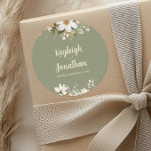 Grüne Hochzeit mit moderner Wasserfarbe Runder Aufkleber