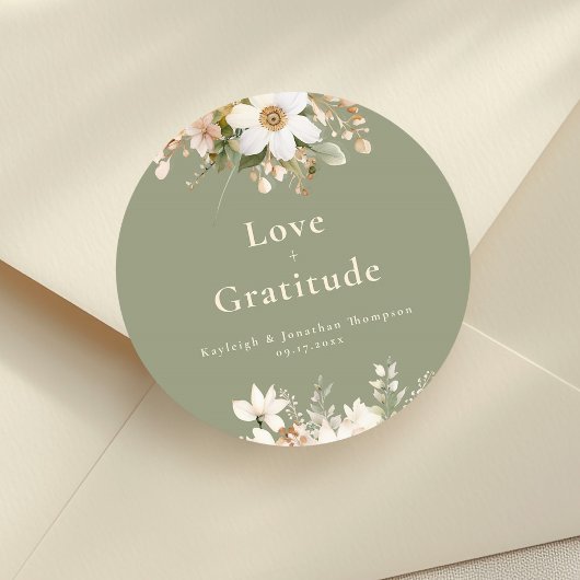 Grüne Hochzeit mit moderner Wasserfarbe Runder Aufkleber