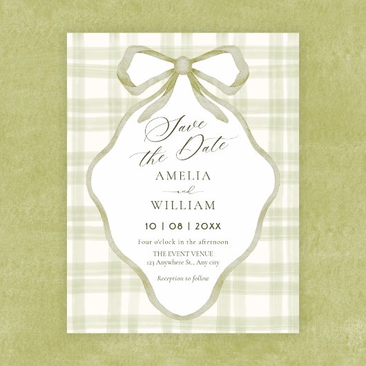 Grüne Hochzeit mit weichen Pastellfarben Save The Date