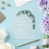 Grüne Hochzeit mit weißem und Aquamarinem Gipskrau Acryleinladungen (Insitu (Hochzeit))