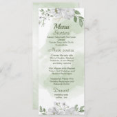Grüne Hochzeit mit weißen Blume Menükarte (Vorne/Hinten)