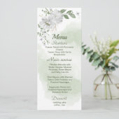 Grüne Hochzeit mit weißen Blume Menükarte (Stehend Vorderseite)