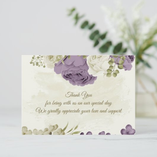 Grüne Hochzeit mit weißer Blüte Dankeskarte (Stehend Vorderseite)