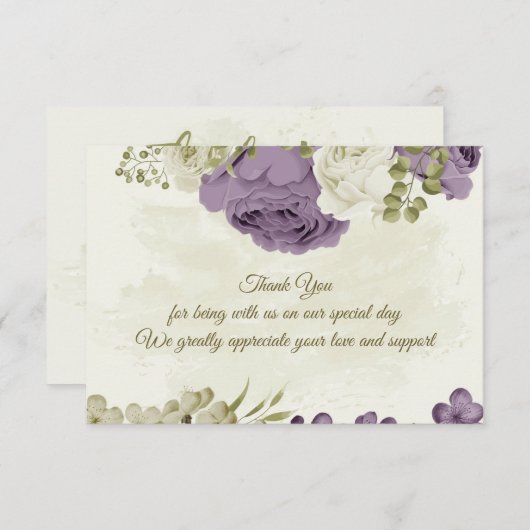 Grüne Hochzeit mit weißer Blüte Dankeskarte (Vorne/Hinten)