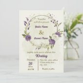 Grüne Hochzeit mit weißer Blüte Einladung (Stehend Vorderseite)