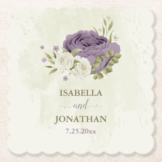 Grüne Hochzeit mit weißer Blüte Untersetzer (Vorderseite)