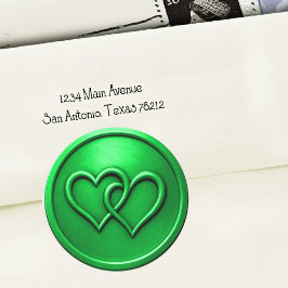 Grüne Hochzeit mit zwei verschlungenen Herzen Runder Aufkleber