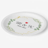 Grüne Hochzeit Pappteller (Schrägansicht)