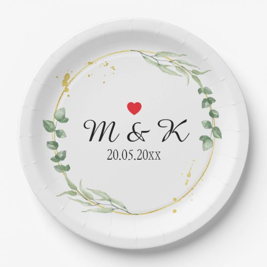 Grüne Hochzeit Pappteller (Vorderseite)