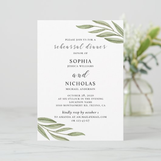 Grüne Hochzeit Probe Einladung (Stehend Vorderseite)