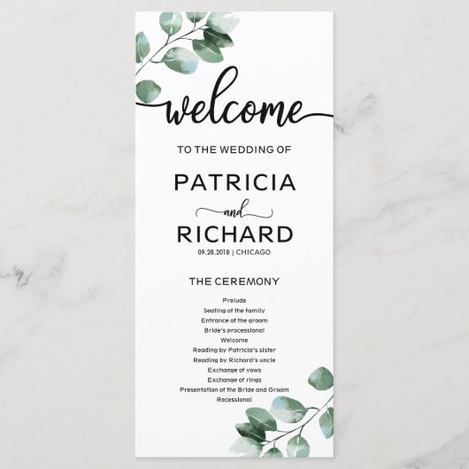 Grüne Hochzeit Programm (Vorderseite)