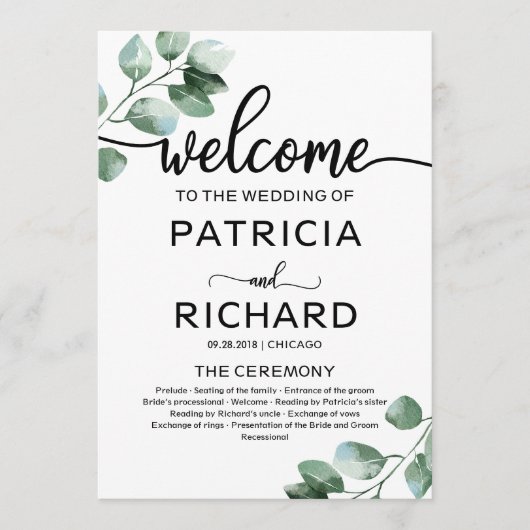 Grüne Hochzeit Programm (Vorderseite)