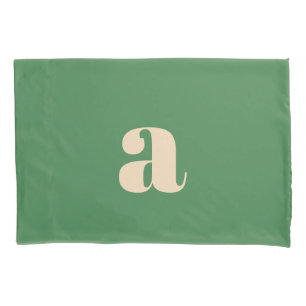Grüne Hochzeit Retro moderne Initiale Kissenbezug