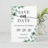 Grüne Hochzeit retten das Datum Einladung (Stehend Vorderseite)