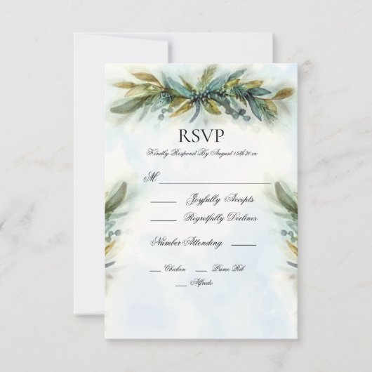 Grüne Hochzeit RSVP Karte (Vorderseite)