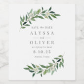 Grüne Hochzeit speichern das Date Bottle Label Weinetikett (Einzelnes Label)