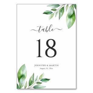 Grüne Hochzeit Tischnummer