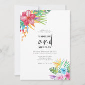 Grüne Hochzeit tropischer Blume Einladung (Vorderseite)