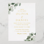 Grüne Hochzeit und Goldfoileien Folieneinladung (Vorderseite)
