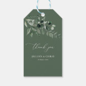 Grüne Hochzeit von Aquarellen Geschenkanhänger (Rückseite)