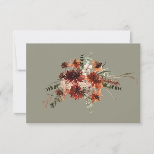 Grüne Hochzeit von Boho Rust & Neutral Fall RSVP Karte (Rückseite)