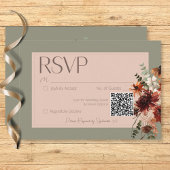 Grüne Hochzeit von Boho Rust & Neutral Fall RSVP Karte
