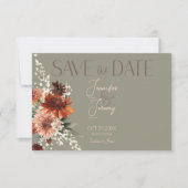Grüne Hochzeit von Boho Rust & Neutral Fall Save The Date (Vorderseite)
