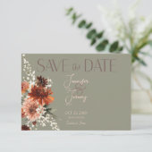 Grüne Hochzeit von Boho Rust & Neutral Fall Save The Date (Stehend Vorderseite)