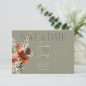 Grüne Hochzeit von Boho Rust & Neutral Fall Save The Date (Stehend Vorderseite)