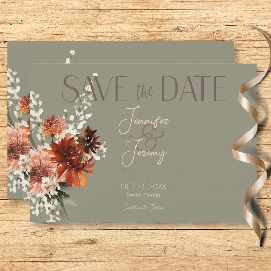 Grüne Hochzeit von Boho Rust & Neutral Fall Save The Date