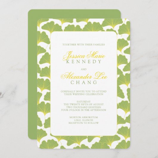 Grüne Hochzeit von Ginkgo Tree Einladung (Vorne/Hinten)