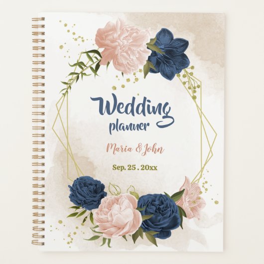 Grüne Hochzeit von Navy & Blush Blume Planer (Vorderseite)