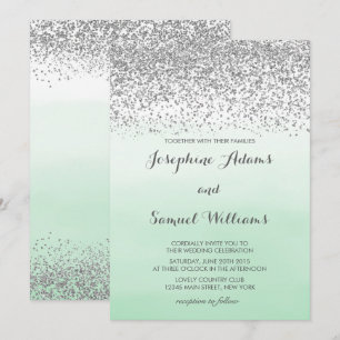 Grüne Hochzeit von Silber und Minze Einladung