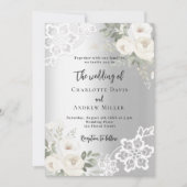 Grüne Hochzeit von Silberrosen Einladung (Vorderseite)