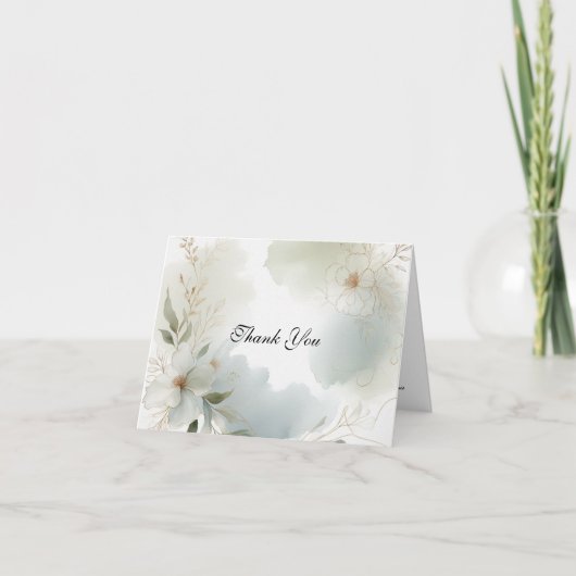Grüne Hochzeit von weichfarbenem Wasserfarben Dankeskarte (Vorderseite)