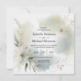 Grüne Hochzeit von weichfarbenem Wasserfarben Einladung