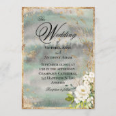 Grüne Hochzeit von weißem Gold, botanisch-blumenge Einladung (Vorderseite)