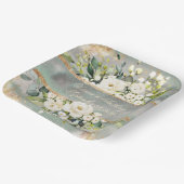 Grüne Hochzeit von weißem Gold, botanisch-blumenge Pappteller (Gewinkelt)