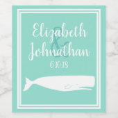 Grüne Hochzeit von Weißwal und Meerglas Weinetikett (Einzelnes Label)