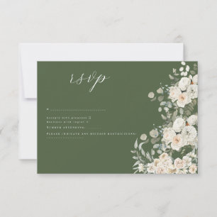 Grüne Hochzeit Weiße Flora Botanische Hochzeit RSVP Karte