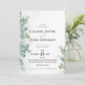 Grüne Hochzeit Weißer Garten Einladung (Stehend Vorderseite)