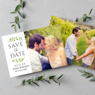 Grüne Hochzeits-Foto-Save-the-Date-Karte Save The Date