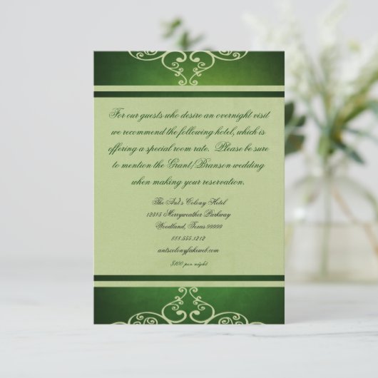 Grüne Hochzeits-kundenspezifische Anpassungs-Karte Einladung (Stehend Vorderseite)